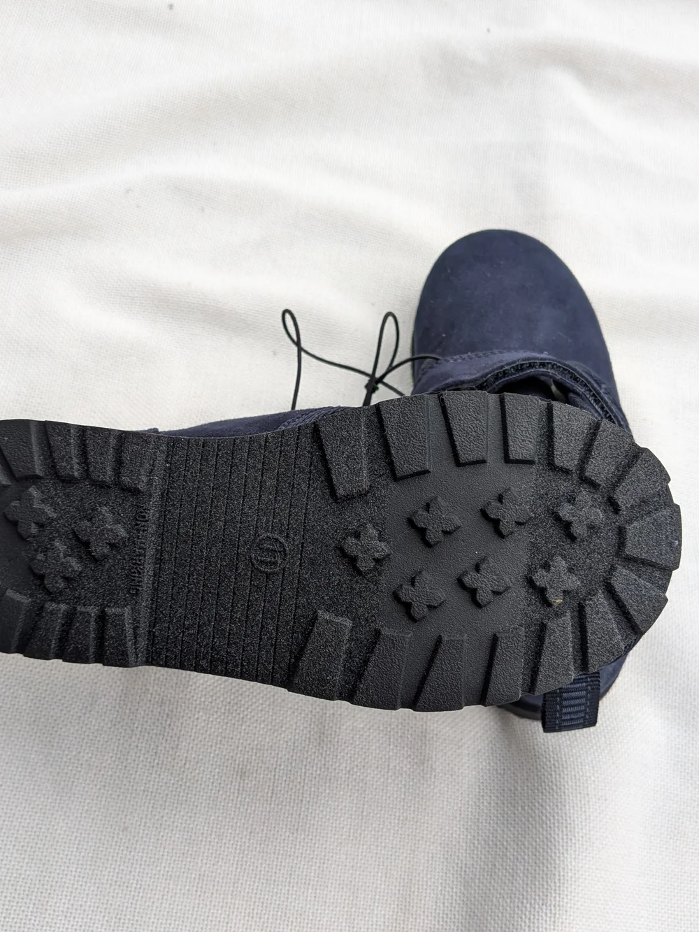 Navy blue suede Sherpa cozy winter boots with shearling lining 11
